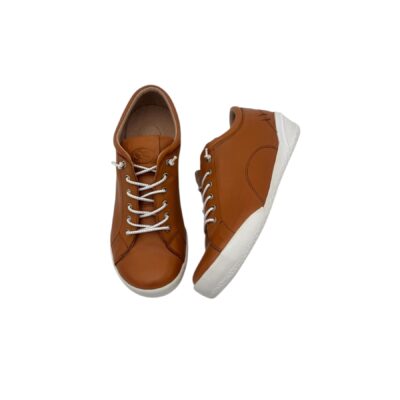 SafeStep: huippu mukavat & pehmeät konjakin ruskeat venykenauhalliset nahka tennarit.